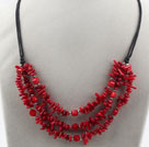 Assorted Three Layer Red Coral Necklace with Lobster Clasp