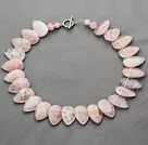 17.5 inches rose quartz necklace with moonlight clasp