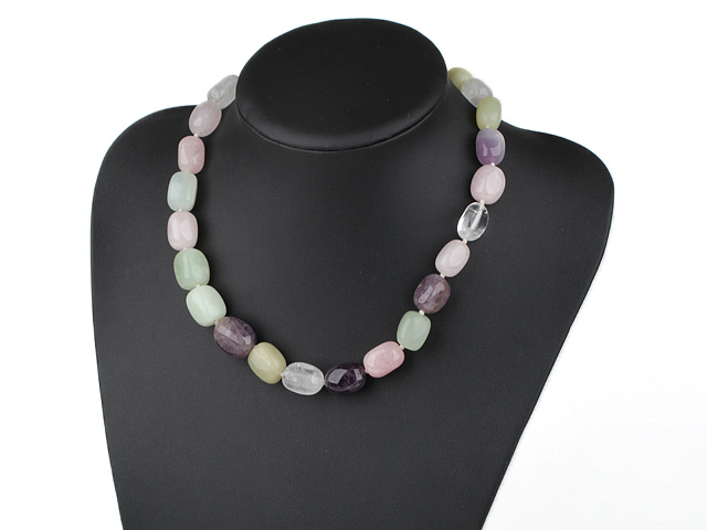 12-16mm seven color jade necklace with toggle clasp