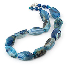 Chunky Style Incidence Angle Blue Agate Necklace ( The Stone May Not Be Complete )