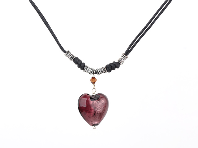 purple heart colored glaze neckalce with extendable chain