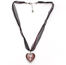 heart colored glaze neckalce with ribbon extendable chain