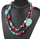 Wonderful Long Style Pearl Turquoise Coral Chipped Stone Necklace, Sweater Necklace