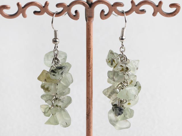 Beautiful Cluster Styles Grapestone Chipped Loop Chain Dangle Earrings With Fish Hook