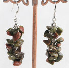Fashion Cluster Style Green And Red Color Gemstone Chips Dangle Earrings