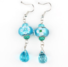Fashion Pinted Flower Colored Glaze Drop Earrings With Fish Hook
