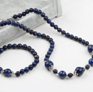 New Design Lapis Set ( Beaded Necklace and Matched Bracelet )