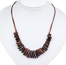 New Design Branch Shape Red Jasper Necklace with Brown Thread