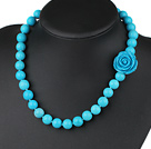 noble round turquoise beaded necklace with spring ring clasp