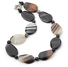 18.5 inches line patterned agate necklace with moonlight clasp