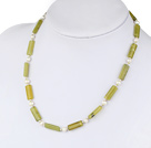 17.5 inches pearl and lemon jade necklace with toggle clasp