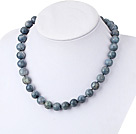 Nice 12Mm Round Blue Sponge Coral Beaded Strand Necklace With Moonight Clasp