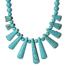 Lovely Design Blue Turquoise Beads Necklace with Fun Shape Turquoise Accessory