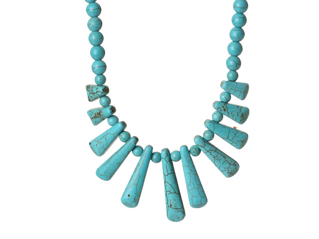 Lovely Design Blue Turquoise Beads Necklace with Fun Shape Turquoise Accessory
