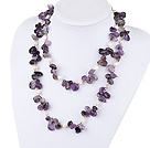 long style 39.4 inesh white pearl and amethyst necklace