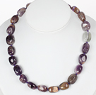 Irregular Shape Fillet Amethyst Necklace with O/T Toggle Clasp