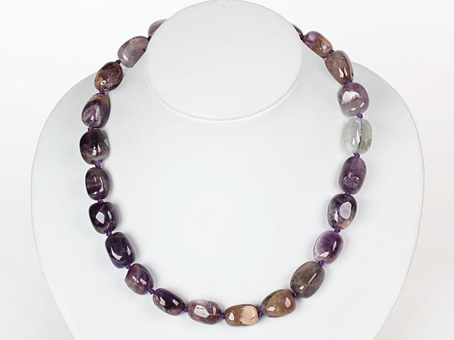 Irregular Shape Fillet Amethyst Necklace with O/T Toggle Clasp