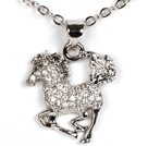 White Gold Plated Horse Pendant Necklace with Metal Chain