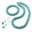 Fashion Burst Pattern Turquoise Beaded Sets(Necklace Bracelet With Matched Earrings)