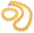 14mm Swiss citrine necklace with matched bracelet