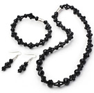 Assorted Black Crystal Set ( Necklace Bracelet and Matched Earrings )