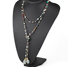 Long Style Multi Dyed Pearl Multi Stone Necklace, Y Shape And Swearter Necklace