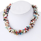 Beautiful Long Style Multi Function Dyed Pearl Multi Stone Chips Necklace, Sweater Necklace