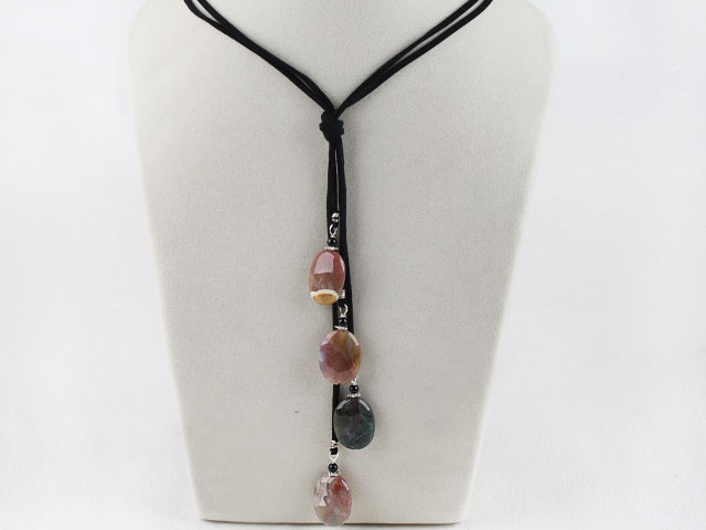 18.1 inches indian agate necklace with extendable chain