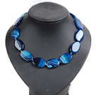 17.5 inches 22*30mm oval blue agate necklace