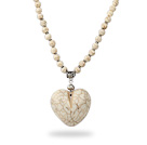 Classic Design Round Howlite Necklace with Heart Shape Pendant