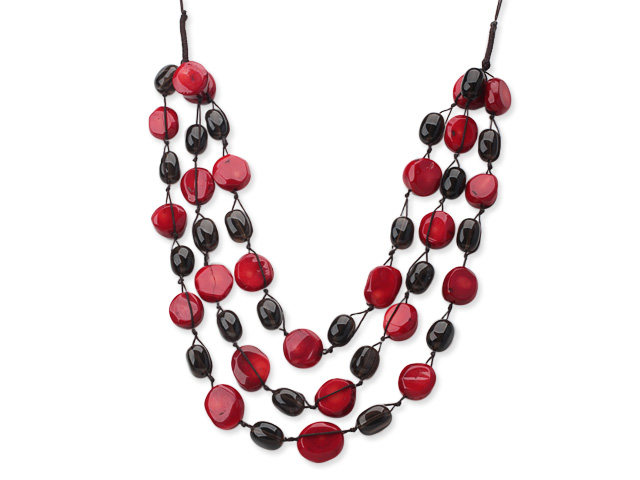 2013 Summer New Design Multi Layer Red Coral and Natural Smoky Quartz Necklace