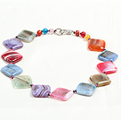 Beautiful Fashion Multi Color Big Rhombus Fire Agate Chunky Necklace