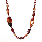 Medium Long Style Assorted Carnelian Knotted Necklace ( No Clasp )