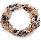 Nice Multi Twisted Strands Colorful Manmade Crystal And Agate Necklace With Magnetic Clasp