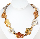 Chunky Necklace Crazy Agate Necklace with Moonlight Clasp