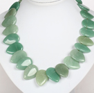Long Heart Shape Aventurine Stone Necklace with Toggle Clasp