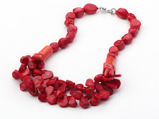 18.5 inches red coral necklace with lobster clasp