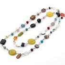 multi color multi stone long style necklace