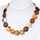 Fashion 18Mm Chunky Style Flat Round Vitelline Stone Beaded Necklace With Toggle Clasp