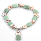Biwa Pearl and Aventurine Necklace Pendant Necklace (The Pendant Is Removable)