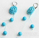 blue turquoise flower earrings