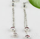 Dangle Style Red Color Rhinestone Ball Earrings
