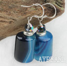 Cylinder Shape Crystal and Blua Agate Earrings