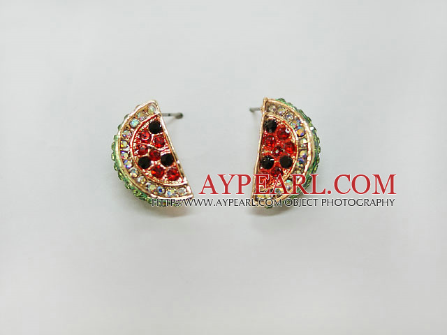 fashion watermelon shape earrings with rhinestone