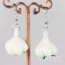 garlic shape lovely white colored glaze earrings
