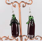 Eggplant shaped colored glaze earrings