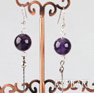 long style 12mm amethyst ball earrings