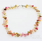 17.5 inches 6*8mm three colored jade necklace with toggle clasp