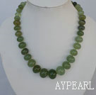 8-18mm serpentine jade tower shape necklace with moonlight clasp