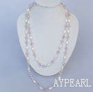 fashion long style acrylic and pink crystal beaded necklace